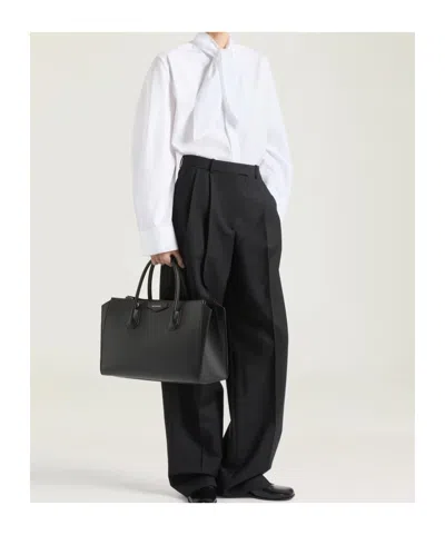 Givenchy Bow Neck Cotton-poplin Button-down Shirt In White