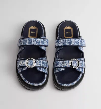Dior Flat Sandals Open Toe Double Strap In Blue