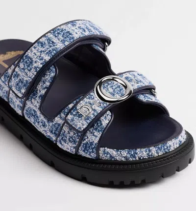 Dior Flat Sandals Open Toe Double Strap In Blue