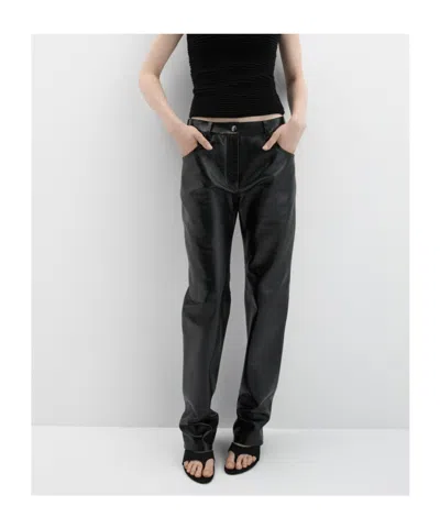 Magda Butrym Mid-rise Leather Straight-leg Pants In Black