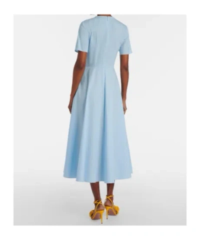 Oscar De La Renta Short Sleeve Chine Cyclamen Poplin Day Dress In Blue