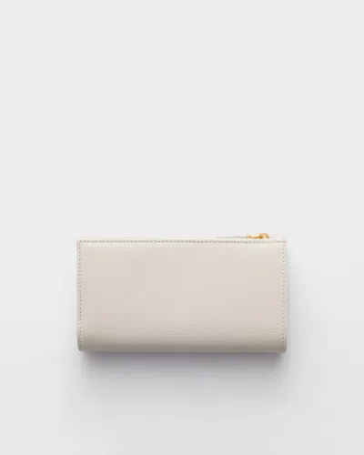 Prada Large Saffiano Leather Wallet In Orange