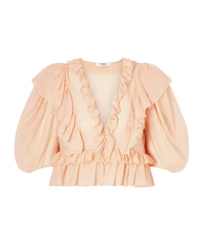 Chloé Ruffled Blouse In Pink