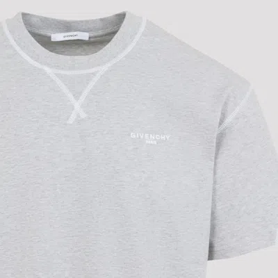 Givenchy Logo-print Topstitched T-shirt In Gray