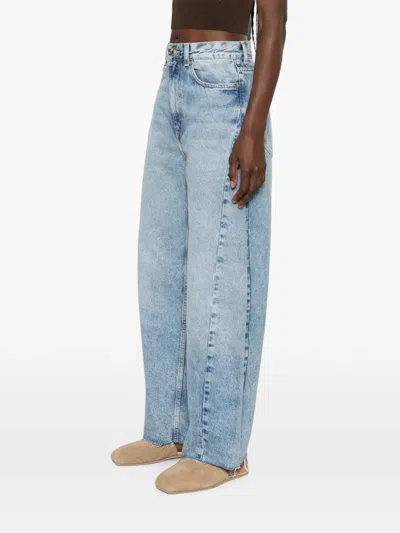 Sandro Leather-patch Jeans In Blue