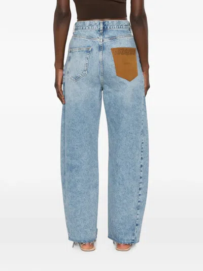 Sandro Leather-patch Jeans In Blue