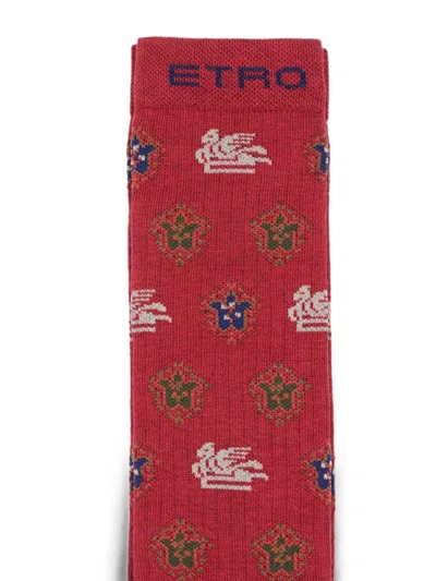 Etro Pegaso-pattern Socks In Red