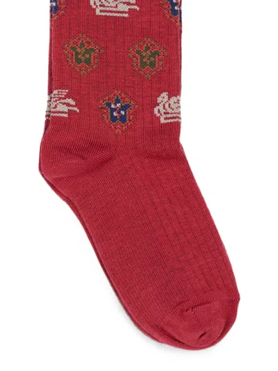 Etro Pegaso-pattern Socks In Red