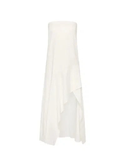 St Agni Oxford Strapless Organic-cotton Midi Dress In Neutral