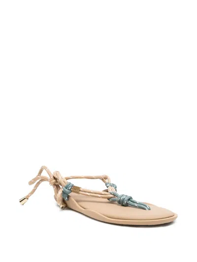 Flowze Rope-detail Wrap-around Sandals In Brown