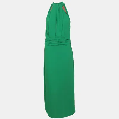 Pre-owned Johanna Ortiz Green Crepe Excepcionalidad Halter Neck Maxi Dress