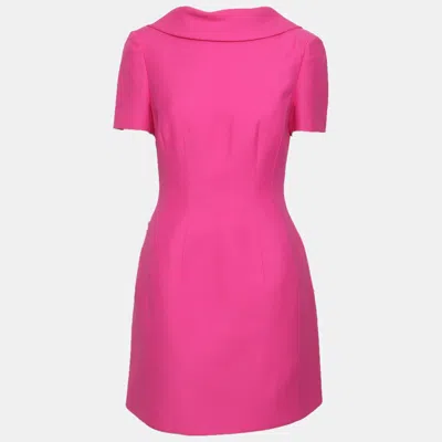 Pre-owned Valentino Pink Wool Blend Bow Detail Mini Dress S