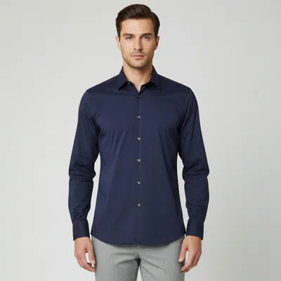 Pre-owned Prada Navy Blue Stretch Poplin Slim Fit Shirt M