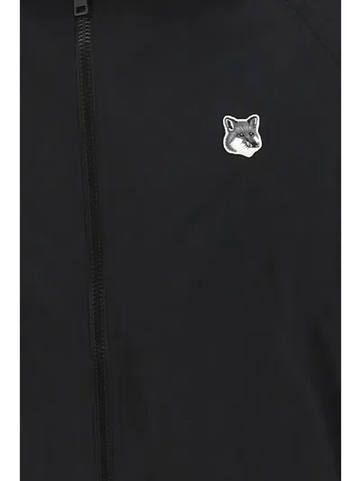 Maison Kitsuné Fox Head Patch Embroidered Windbreaker In Black