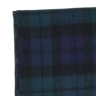 Barbour Checked Pattern Fringed Scarf In Blue