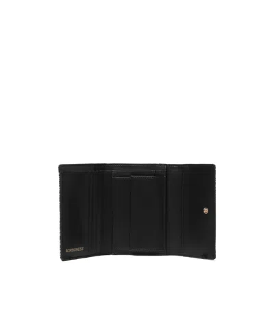 Borbonese Medium Printed Tri-fold Wallet In Black