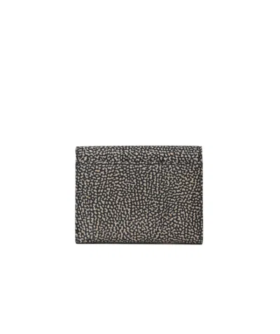 Borbonese Medium Printed Tri-fold Wallet In Black