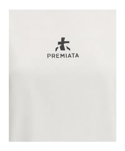 Premiata Logo Printed Side Slits T-shirt In White
