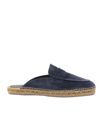 Castaã±er Nando Suede Backless Espadrilles In Blue