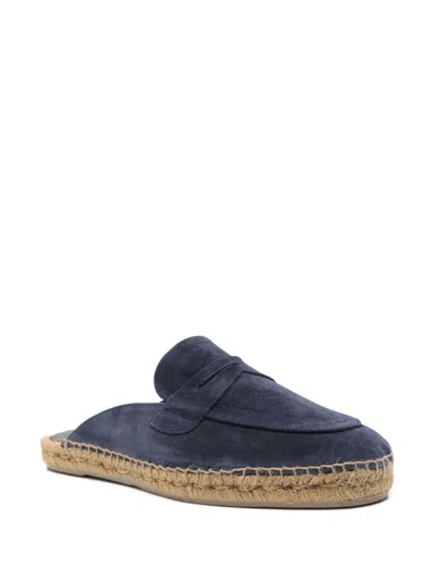 Castaã±er Nando Suede Backless Espadrilles In Blue