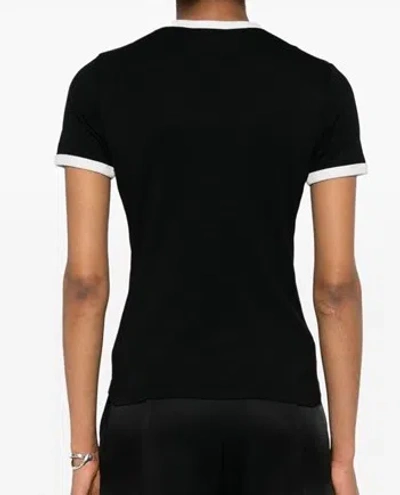 Courrèges Courreges Women Cotton T Shirt With Contrasting Profiles In Black