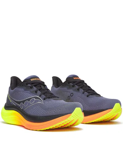 Saucony Dynamic Gradient Running Sneakers With Breathable Mesh Upper In Gray