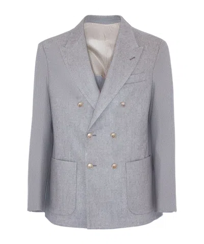 Eleventy Peak-lapel Double-breasted Jacket In Gray
