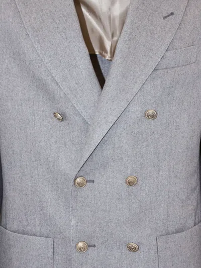 Eleventy Peak-lapel Double-breasted Jacket In Gray