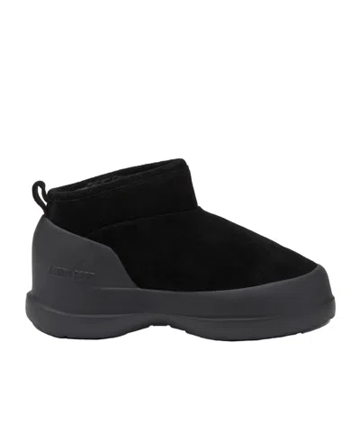 Moon Boot Mezzaluna Suede Ankle Boots Pull Tab In Black