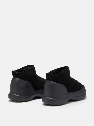 Moon Boot Mezzaluna Suede Ankle Boots Pull Tab In Black