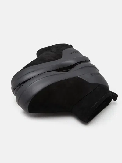 Moon Boot Mezzaluna Suede Ankle Boots Pull Tab In Black
