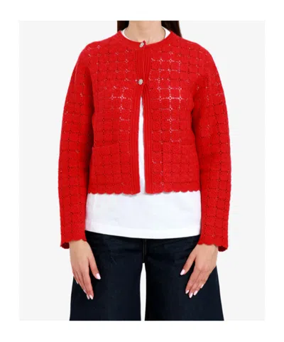Semicouture Crochet Pattern Sweater In Red