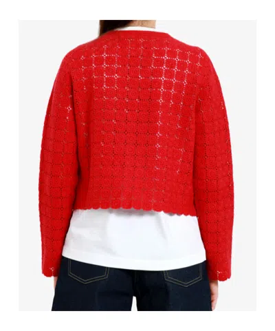 Semicouture Crochet Pattern Sweater In Red