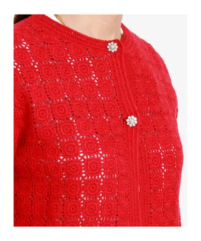 Semicouture Crochet Pattern Sweater In Red