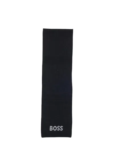 Hugo Boss Patterned Scarf In Black