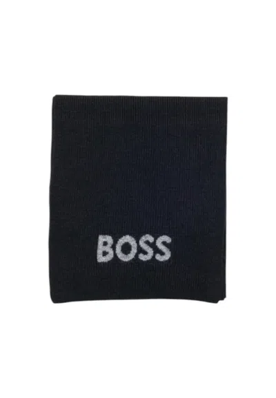 Hugo Boss Patterned Scarf In Black