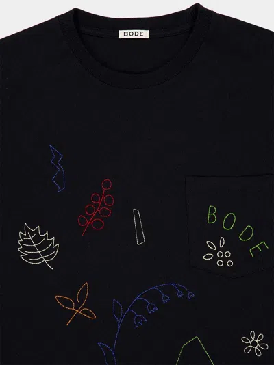 Bode Embroidered Field Guide T-shirt In Black
