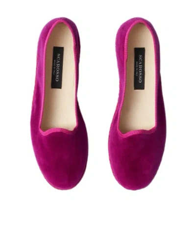 Scarosso Valentina Velvet Flat Shoes In Pink