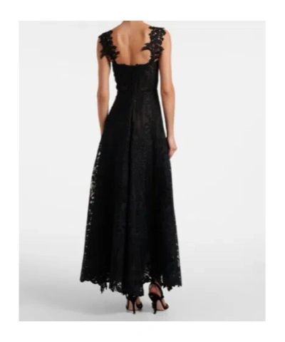 Oscar De La Renta Sleeveless Foxglove Lace Sweetheart-neck Gown In Black