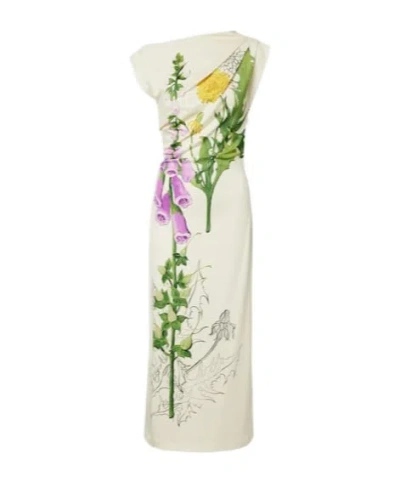Oscar De La Renta Off-the-shoulder Foxglove Draped Jersey Maxi Dress In Multi