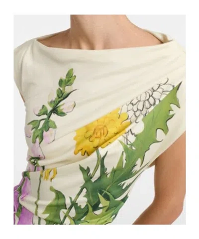Oscar De La Renta Off-the-shoulder Foxglove Draped Jersey Maxi Dress In Multi
