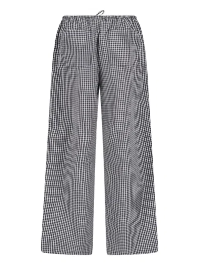 Dunst Check-pattern Drawstring Trousers In Gray