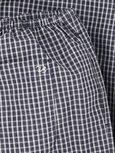 Dunst Check-pattern Drawstring Trousers In Gray