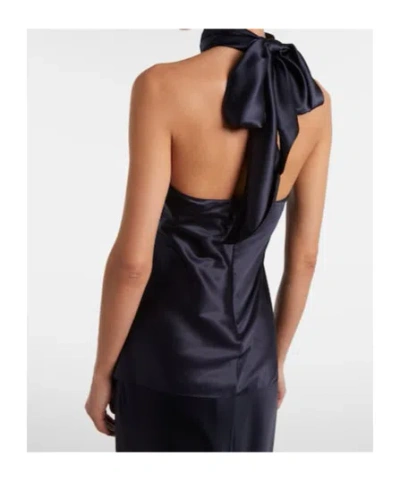 Ralph Lauren Chilton Stretch Silk Charmeuse Top In Icon Navy In Blue