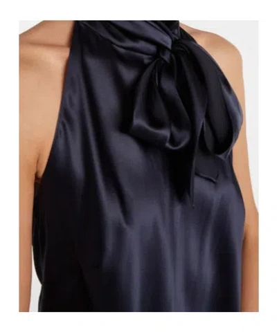 Ralph Lauren Chilton Stretch Silk Charmeuse Top In Icon Navy In Blue