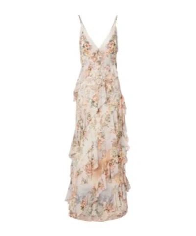 Camilla Lace-trimmed Ruffled Floral-print Silk-chiffon Maxi Dress In Multi