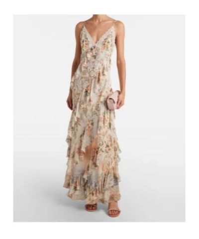 Camilla Lace-trimmed Ruffled Floral-print Silk-chiffon Maxi Dress In Multi