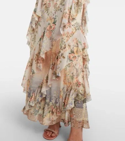 Camilla Lace-trimmed Ruffled Floral-print Silk-chiffon Maxi Dress In Multi
