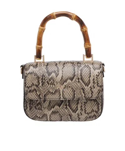 Liu •jo Liu Jo Python Mocha Leather Bag In Brown