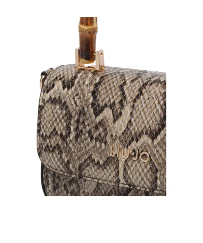 Liu •jo Liu Jo Python Mocha Leather Bag In Brown
